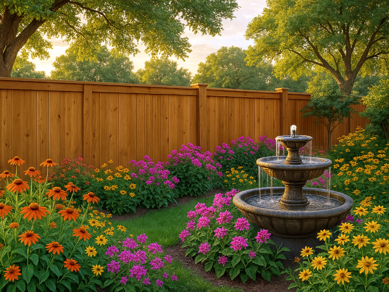 6. Western Red Cedar Wood Fence Supplies Lush Landscape