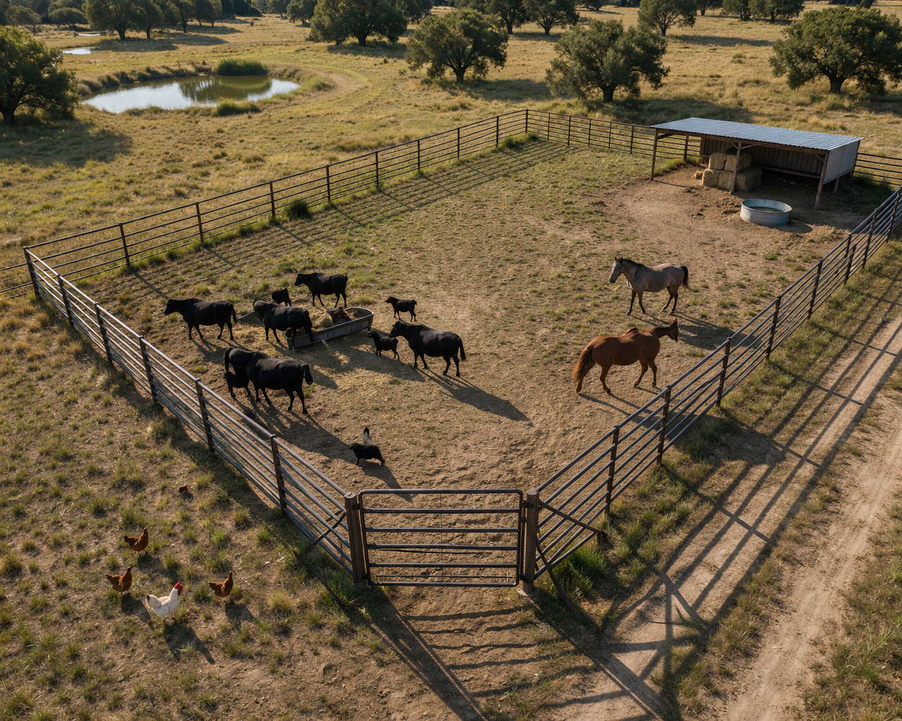 Example of a Ranch Fence Built with Pipe Fence Supplies From Tex Mex Fence Supply